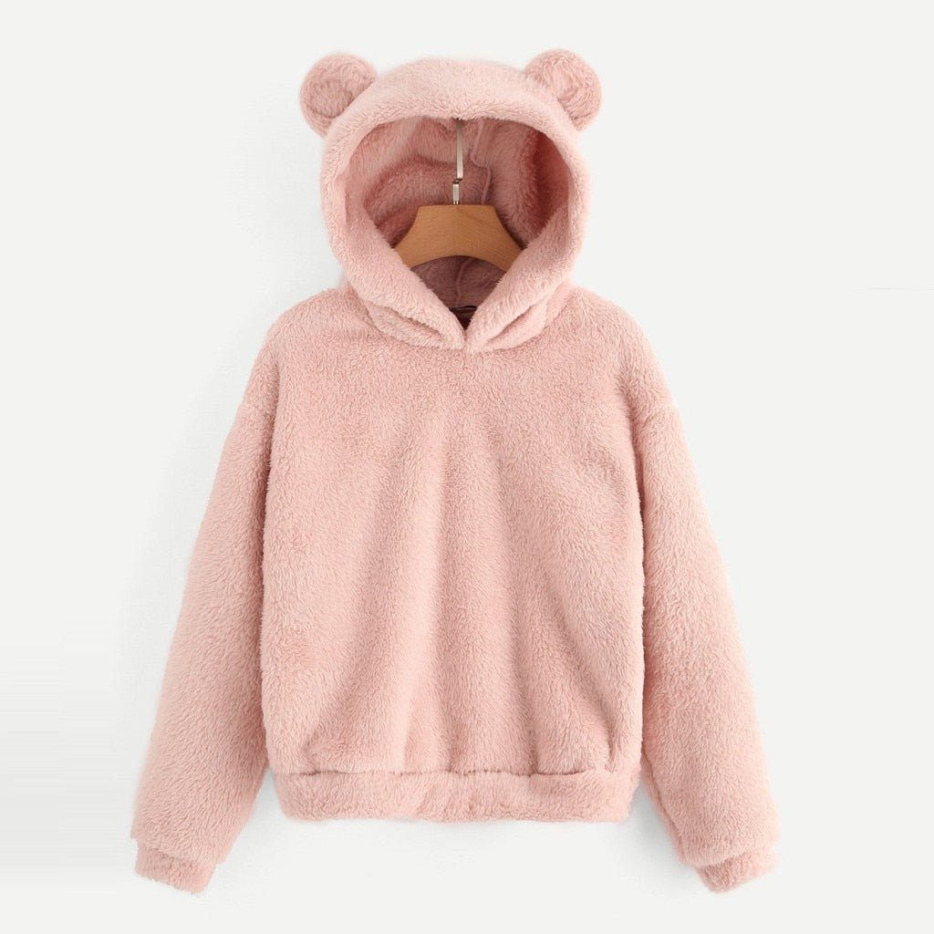 Heartbear Fluffy Fleece Hoody Pullover