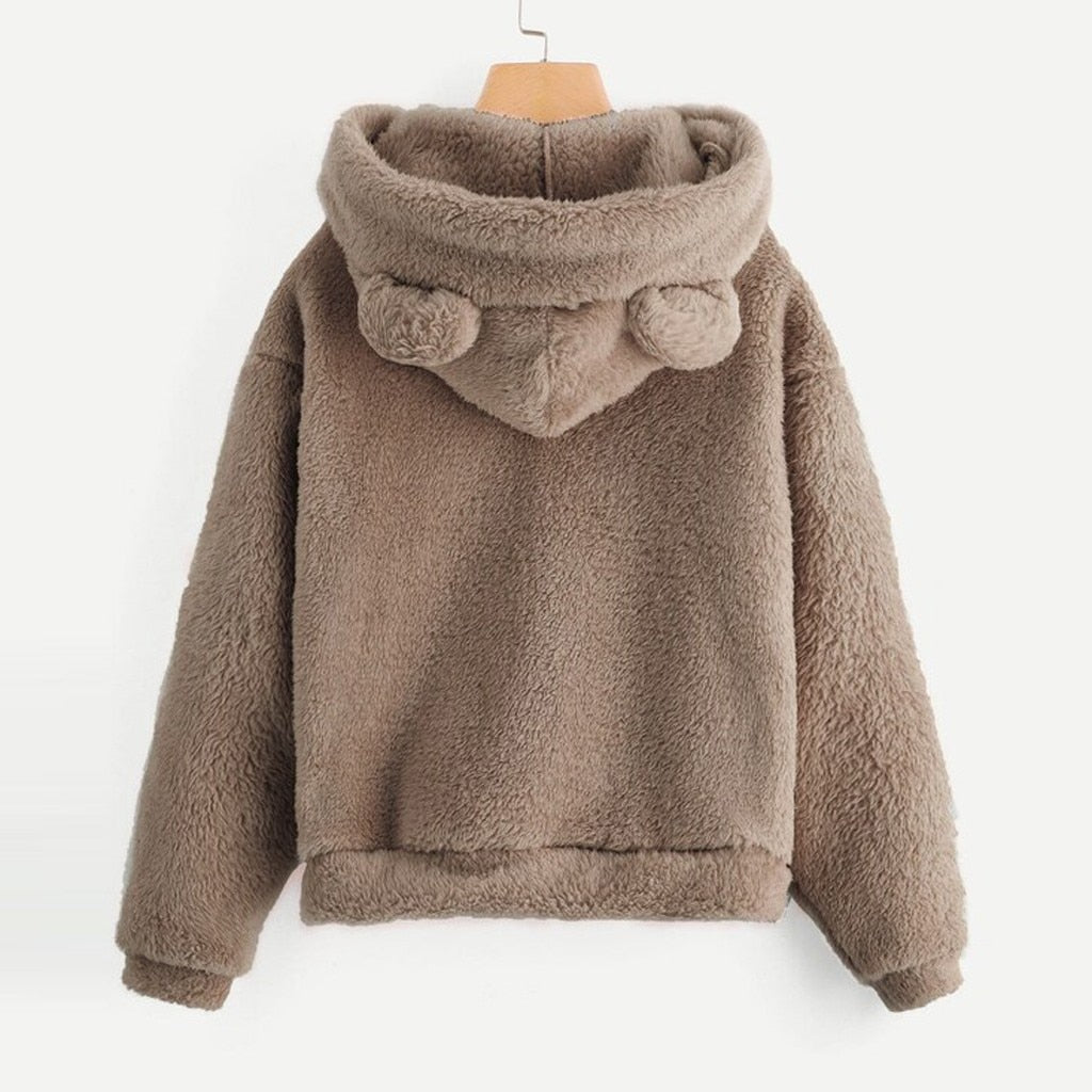 Heartbear Fluffy Fleece Hoody Pullover