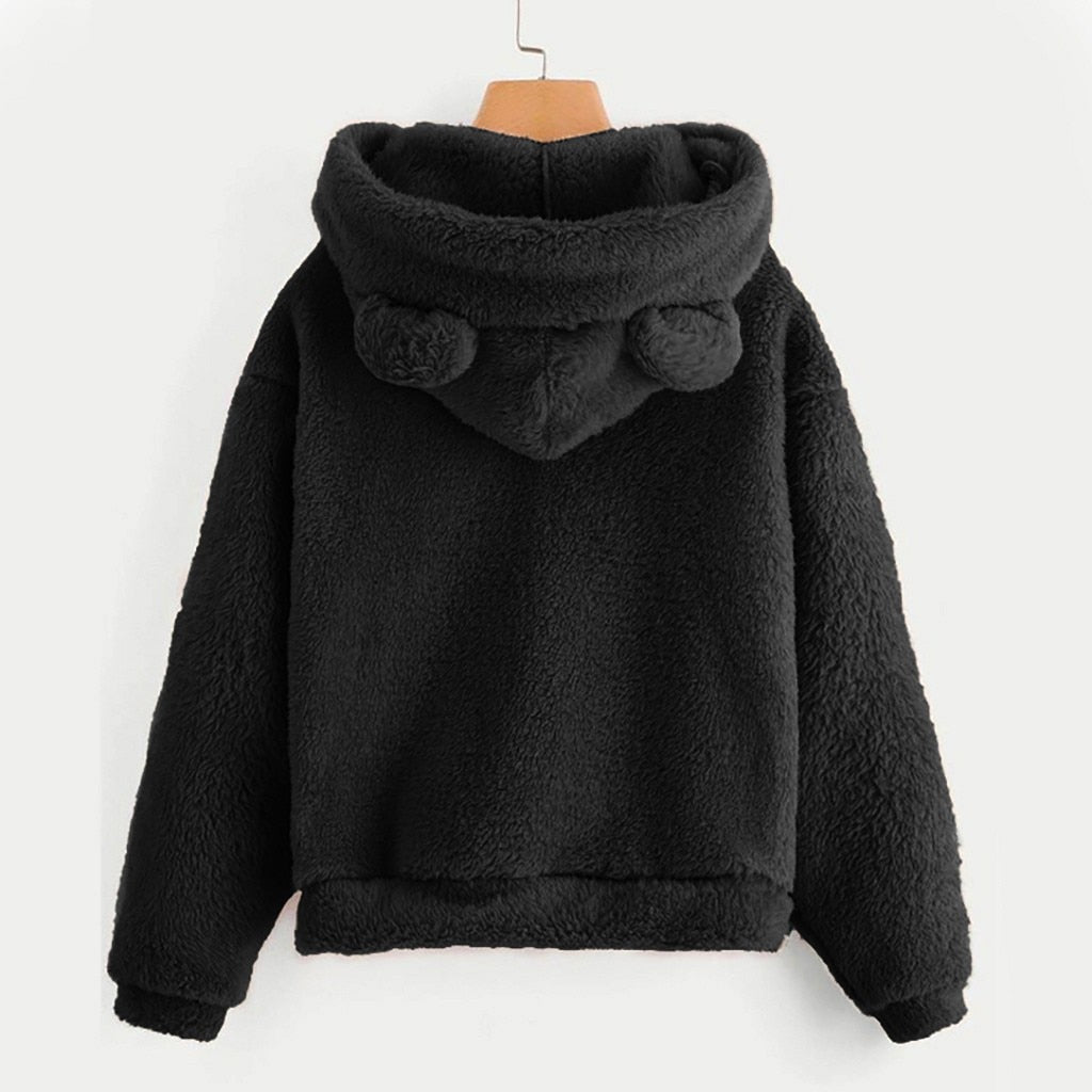 Heartbear Fluffy Fleece Hoody Pullover