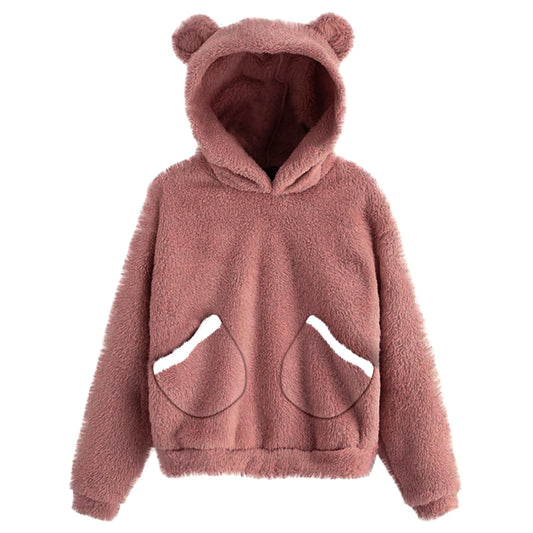 Heartbear Fluffy Fleece Hoody Pullover