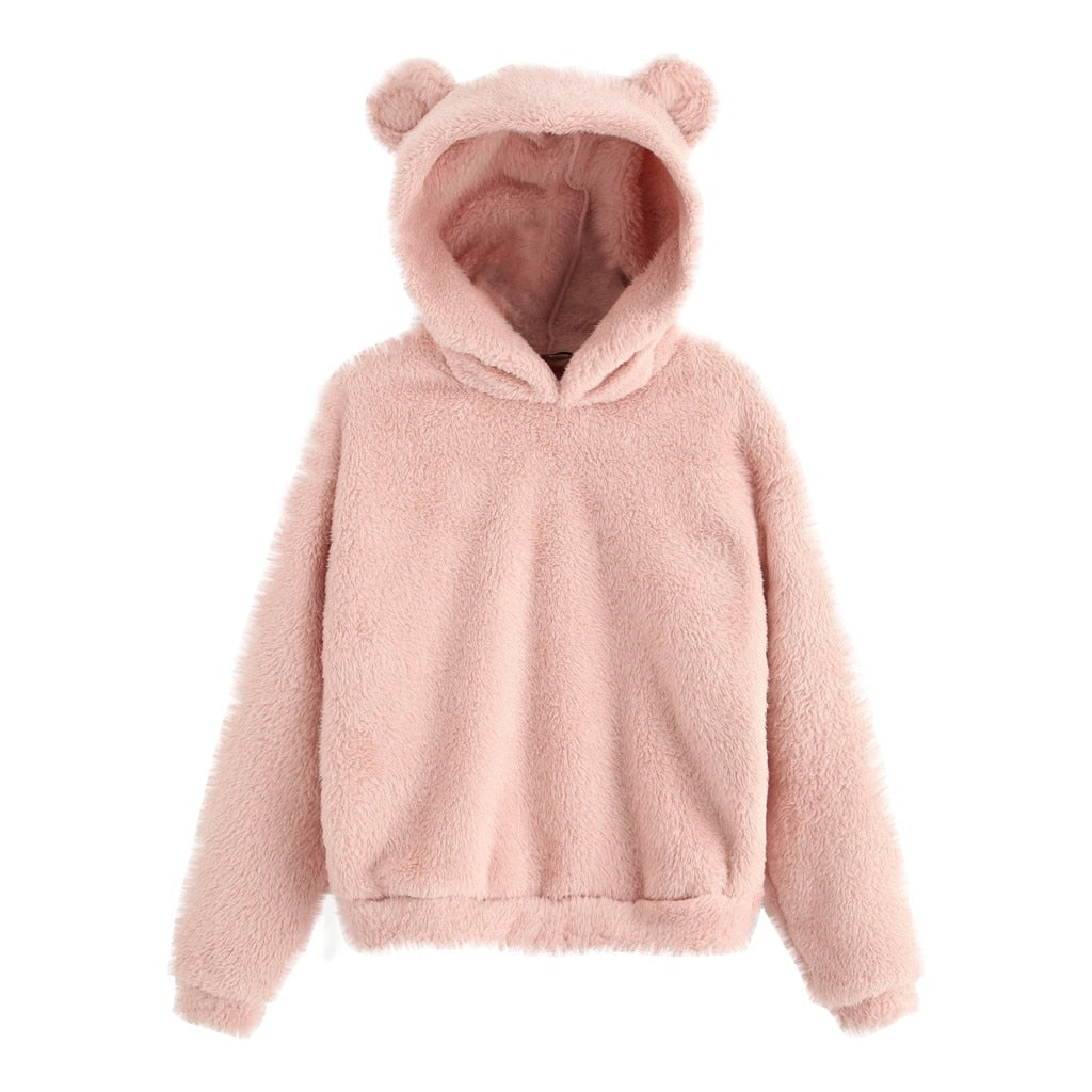 Heartbear Fluffy Fleece Hoody Pullover