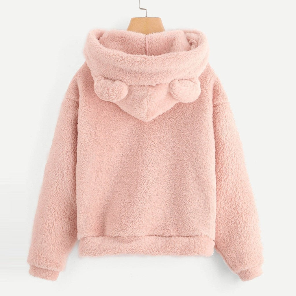 Heartbear Fluffy Fleece Hoody Pullover