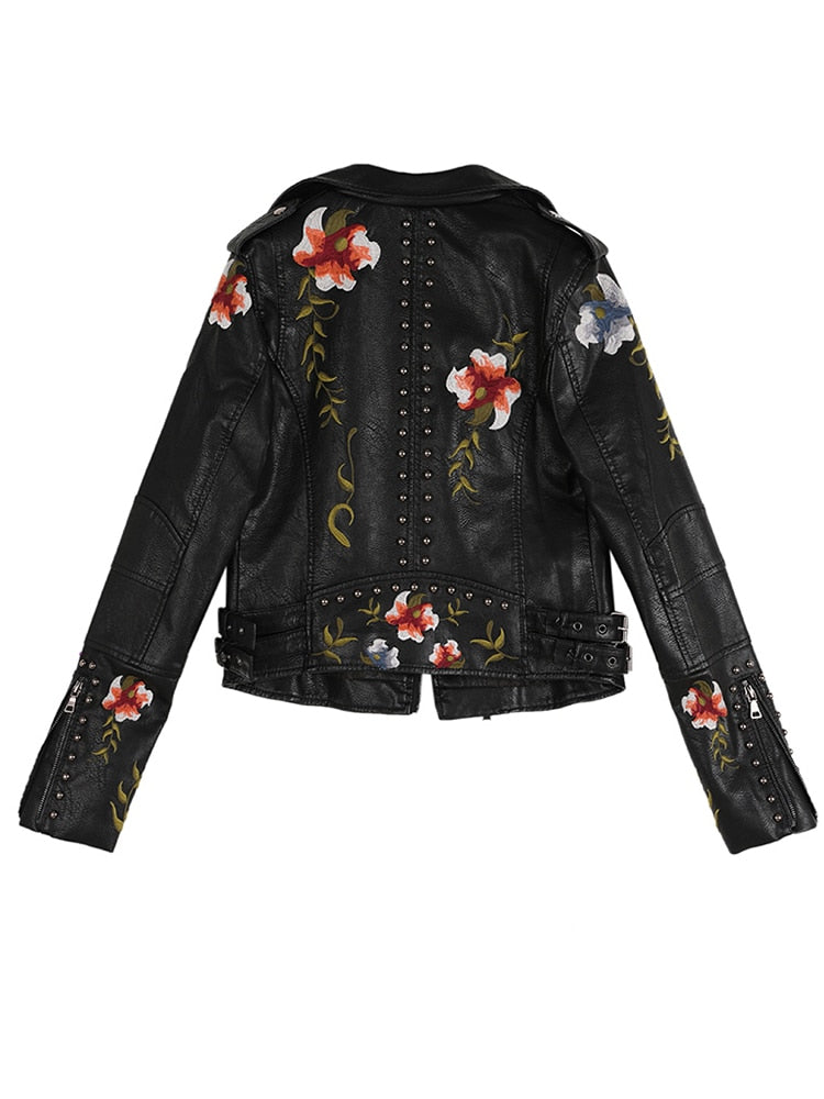 Rebel Bloom Faux Leather Jacket