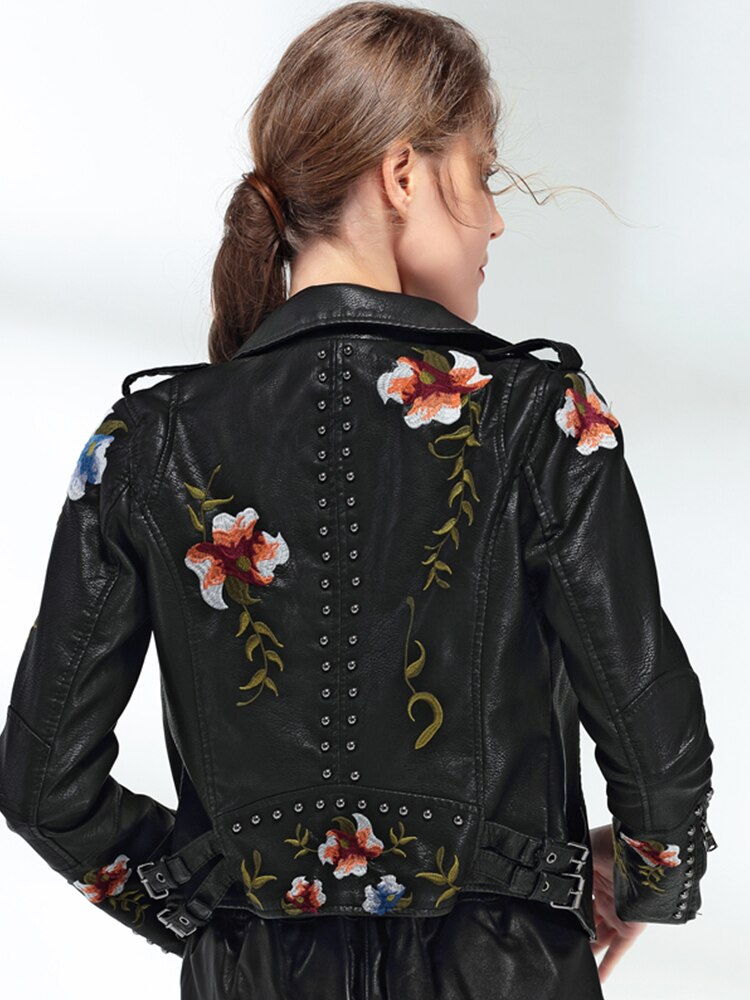 Rebel Bloom Faux Leather Jacket