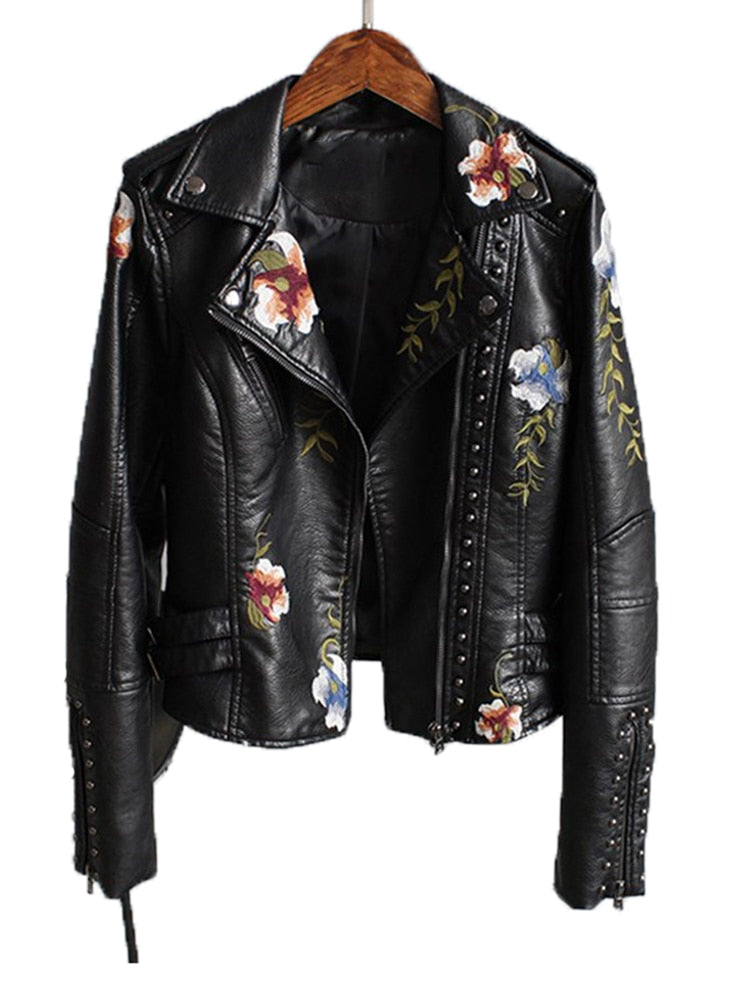 Rebel Bloom Faux Leather Jacket