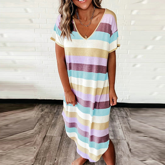 Weekend Vibes Striped T-Shirt Dress