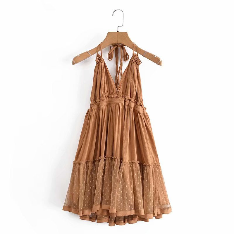 Annabelle Halter Lace Up Boho Dress