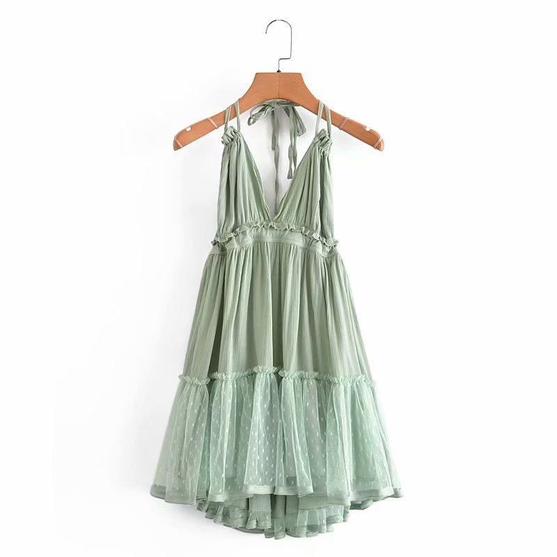 Annabelle Halter Lace Up Boho Dress